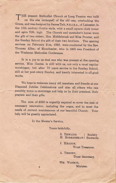 LC16c - Methodist Church Diamond Jubilee 1953 - p3.JPG - Methodist Chapel Diamond Jubilee 1953Program - page 3